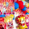Carnival Theme Party Decorations, Circus Theme Party Decorations with Carnival Balloons, Carnival Backdrop, Tablecloth, Happy Birthday Banners, Cake