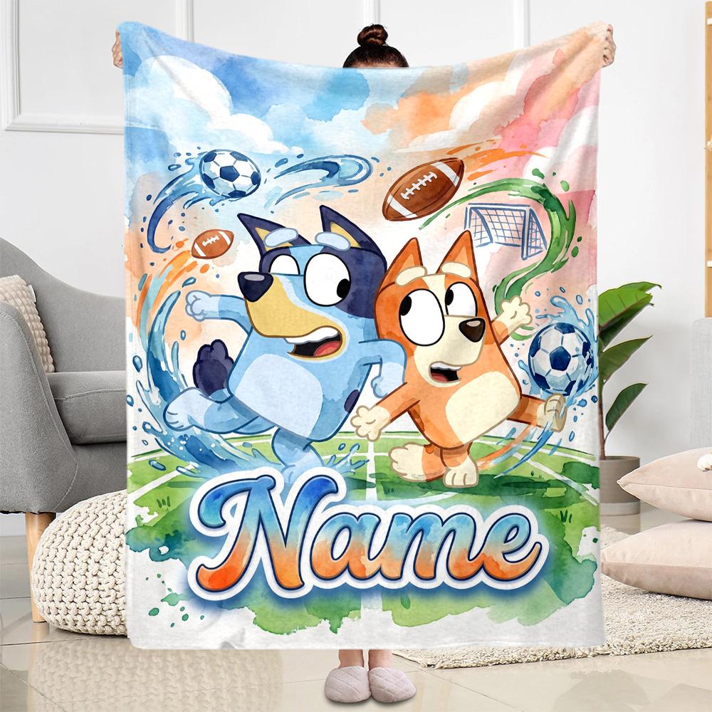 Rainbow Soccer Friends Customize Text Blanket Gift Personalized Blanket Soft Warm Cozy for Office Picnics Seaside Bedding Four Seasons Universal