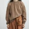Women Vintage T-Shirts Solid Color Spring Long Sleeve O-neck Chinese Style Female Loose T-Shirts