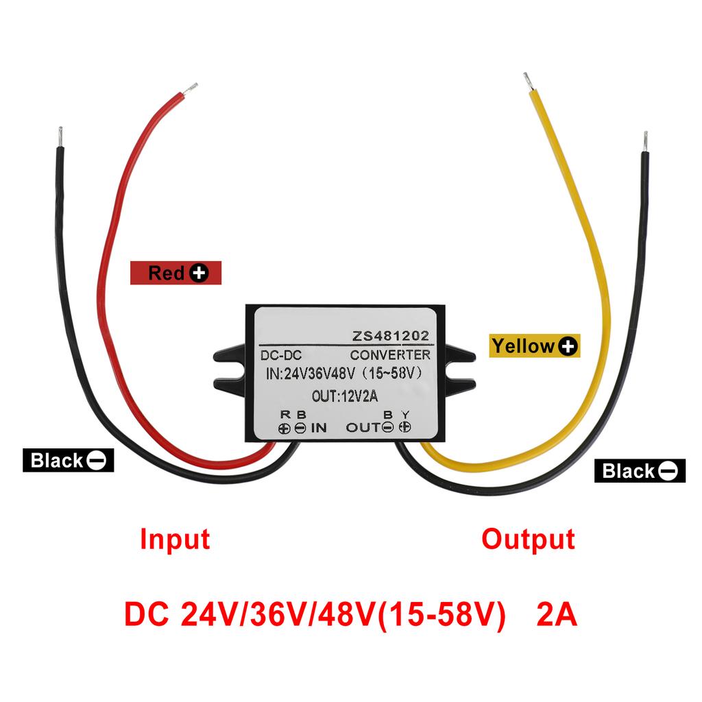 Waterproof Buck Step Down Converter DC24V 36V 48V to DC12V 2A Car Power Module