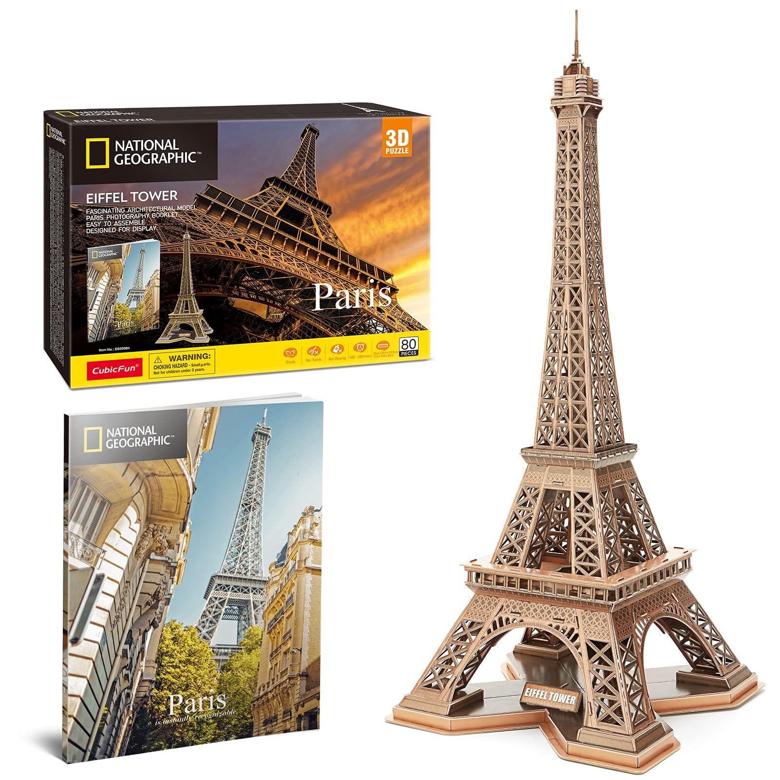 

Cubic Fan Paris Tower Paper Craft, No Glue or Tools Required, Includes Photo Booklet, DS0998h