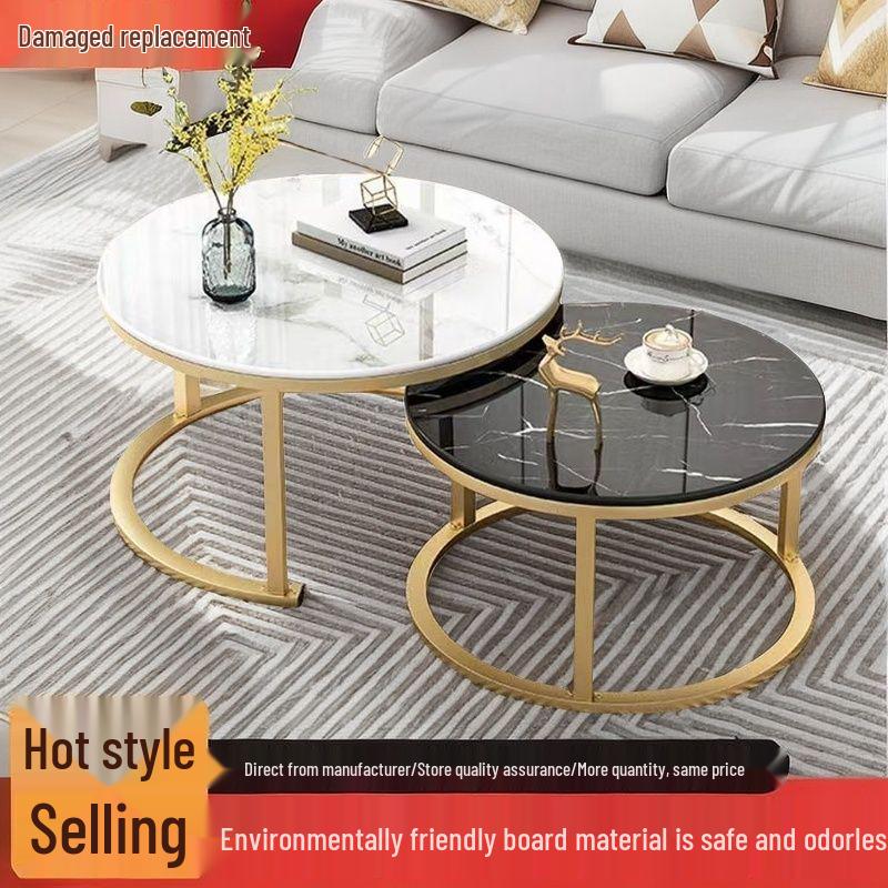 Simple Modern Light Luxury Coffee Table - Small Round Side Table for Living Room or Bedroom