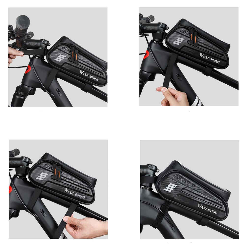 Bicycle Top Tube Front Frame Bag Waterproof Hard Shell Bag 7'' TPU Touch Screen