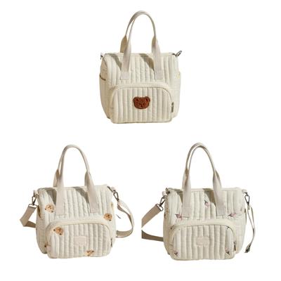 Embroidery Baby Diaper Bag Portable Handbag Case with Multifunctional Compartment for Daily Outings and Short Trip