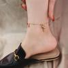 Titanium Steel Lucky Gourd Anklet - Elegant Gold Fu Character Foot Chain for Women