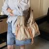 Large Capacity Tote Bag Women's Pleated Shoulder Bag Student Class Bag