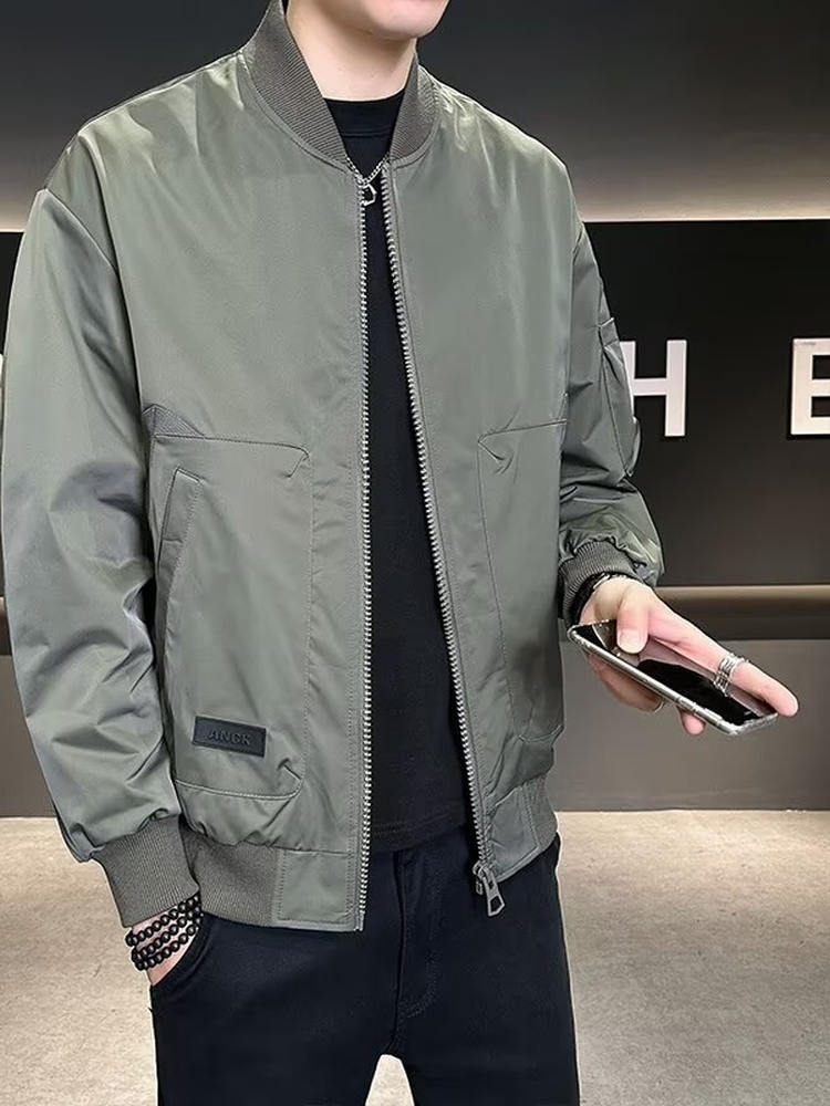 2025 New Jacket Jacket Men's Spring and Autumn 2025 New Simple Solid Color Versatile Ruffian Handsome Casual Baseball Jersey