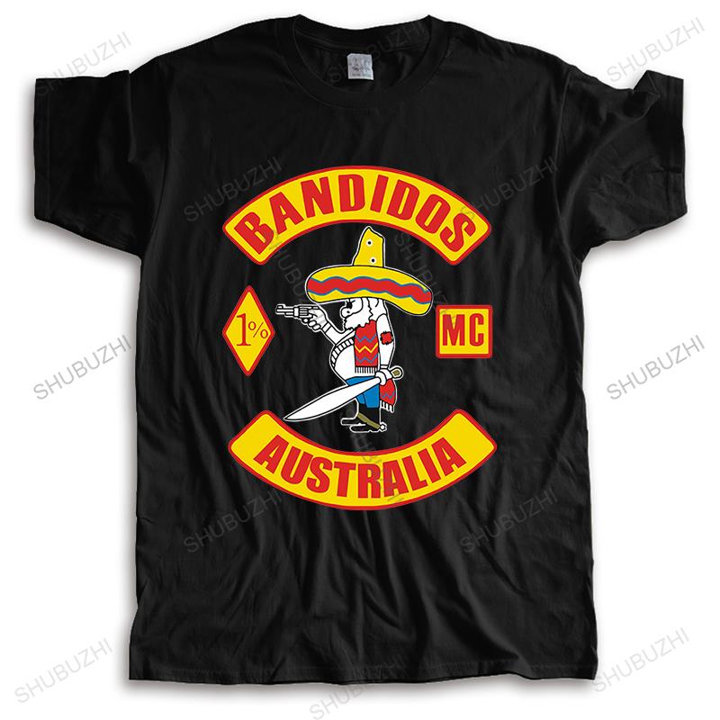ZheXiong TEE nieuw binnengekomen streetwear t-shirts zwart zomer t-shirts BANDIDOS AUSTRALI&Euml; grappig hoge kwaliteit Korte Mouw T-SHIRT euro maat M