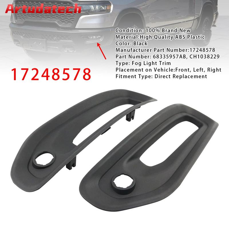 Artudatech Pair Fog Light Trim Driving Lamp Frame For Ram 1500 Rebel -   68335957AB