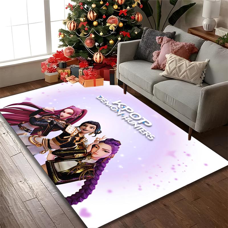 1 Stück Bereichsteppich Geeignet für Büro, Kpop Dämonenjäger Teppich, Vielseitiger Bedruckter Stuhlteppich, Langlebiger Heim-Sofateppich