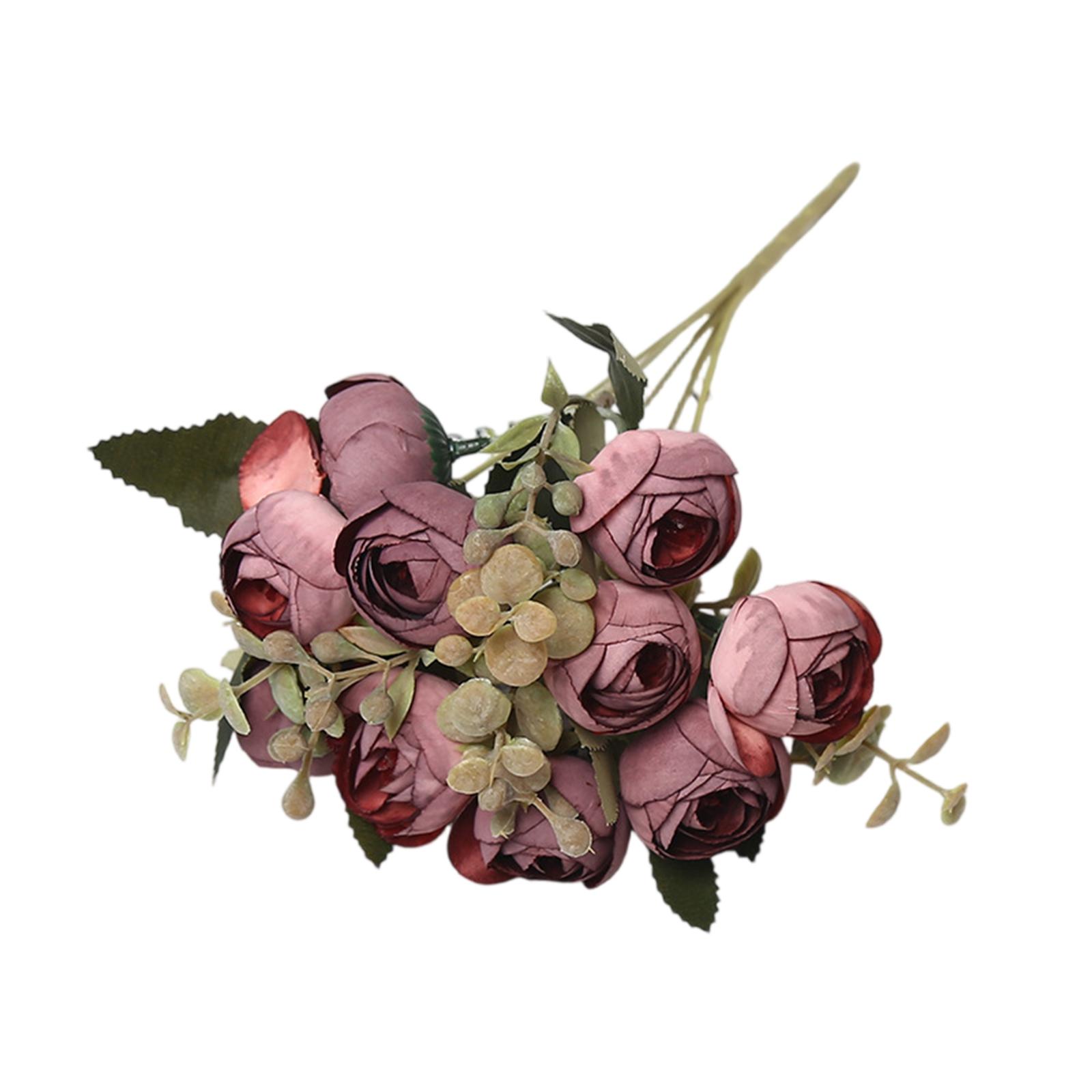 

10Pcs Fake Rosebuds Bunch 11inch Length Simulation Rose For Wedding Home Decorative Artificial Flowers Valentine s Day One Size красный