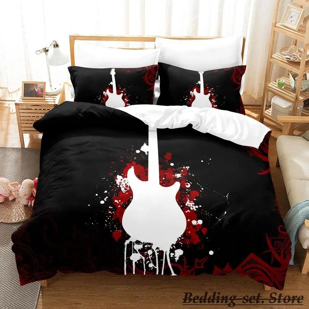 Fire Guitar Bedding Set Single Twin Full Queen King Size Bed Set Adult Kid Bedroom Duvetcover Sets Anime Parure De Lit Bed