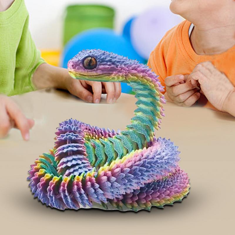 3D Printed Snake Desktop Articulated Snake Collectibles Creative Snake Model Sensory Toys Desktop Ornament For Boys Kid Gifts