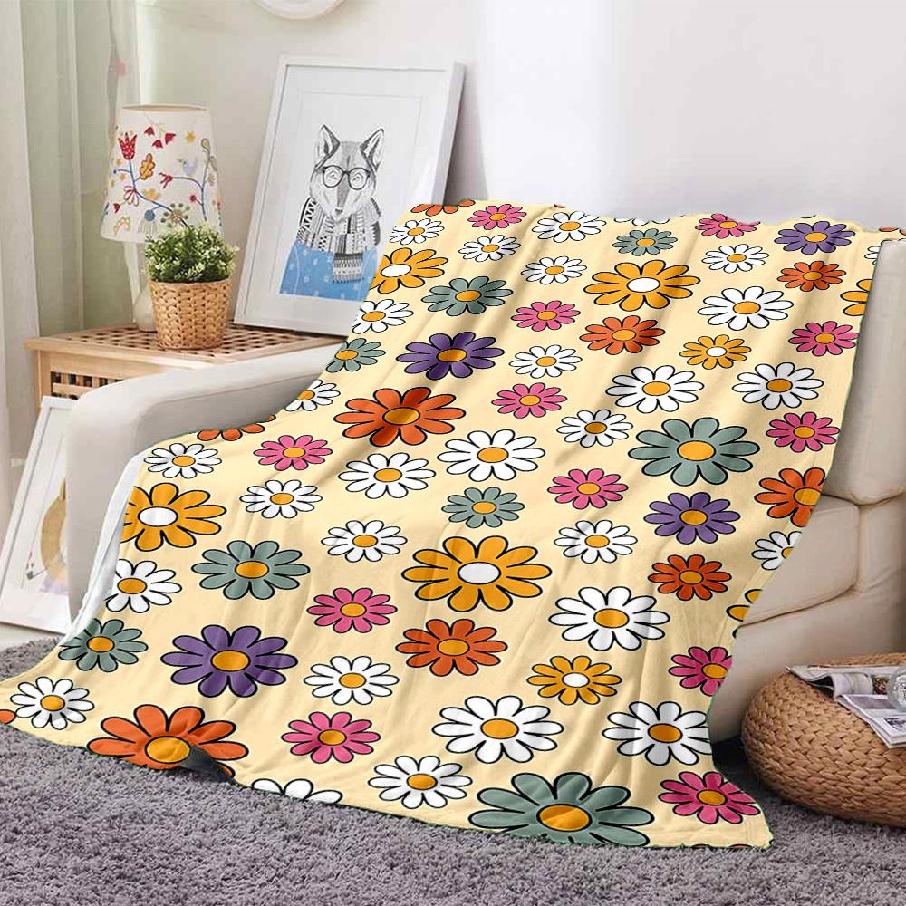 1pc Flower Pattern Lightweight Flannel Blanket, Comfortable and Warm Blanket, for Office and Camping Sofa Bed, Livingroom099