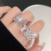 High-End Luxury Super Fairy Zircon Butterfly Open Index Finger Ring Tide Cold Wind Ring Woman