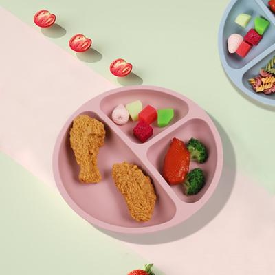 Baby Plate Divided Design BPA Free Silicone 3 Grids Toddler Suction Plate Infant Feeding Supplies Daily