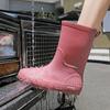 Fashion Women's Rain Boots Outdoor Wading Shoes Medium Tube Thickened Rain Shoes Non-slip Soles Women's Water Shoes Rubber Shoes Kitchen Water Boots