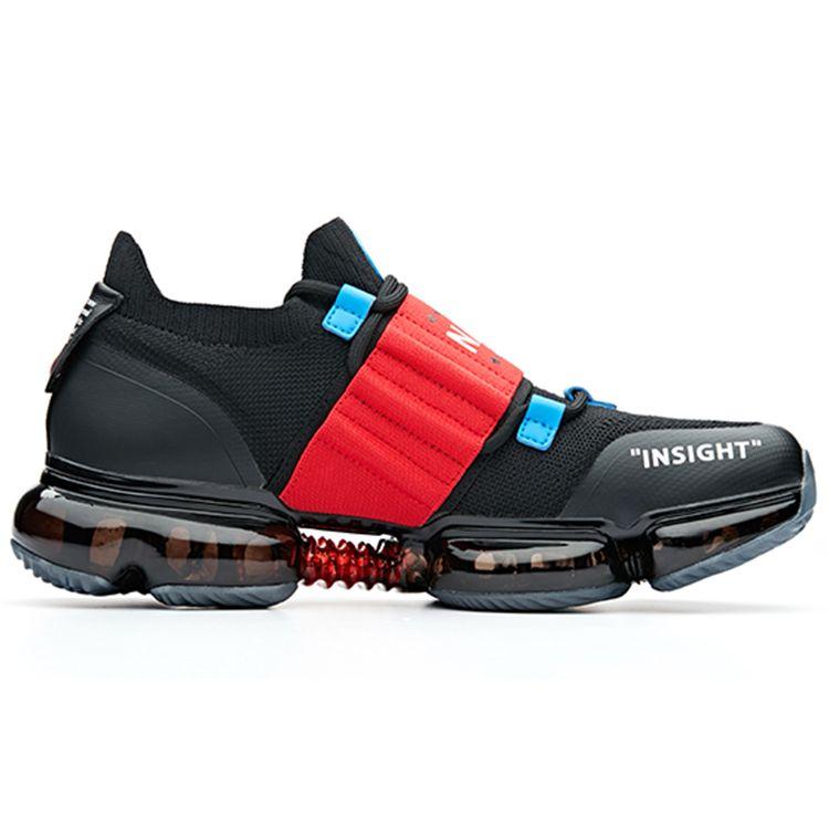 Anta Seeed Zero Boundary Cushioning Shock Absorption Non-Slip Wear-Resistant Breathable Low-Top Running Shoes Men Sneaker Black Red 91835509-2
