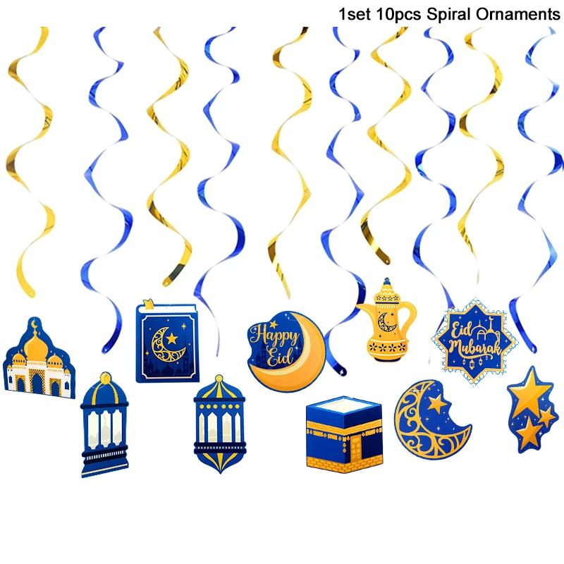 EID Mubarak Banner Glitter Star Moon Letter Paper Bunting Garland Islamic Muslim Party Ramadan Kareem Decorations for Home 2025