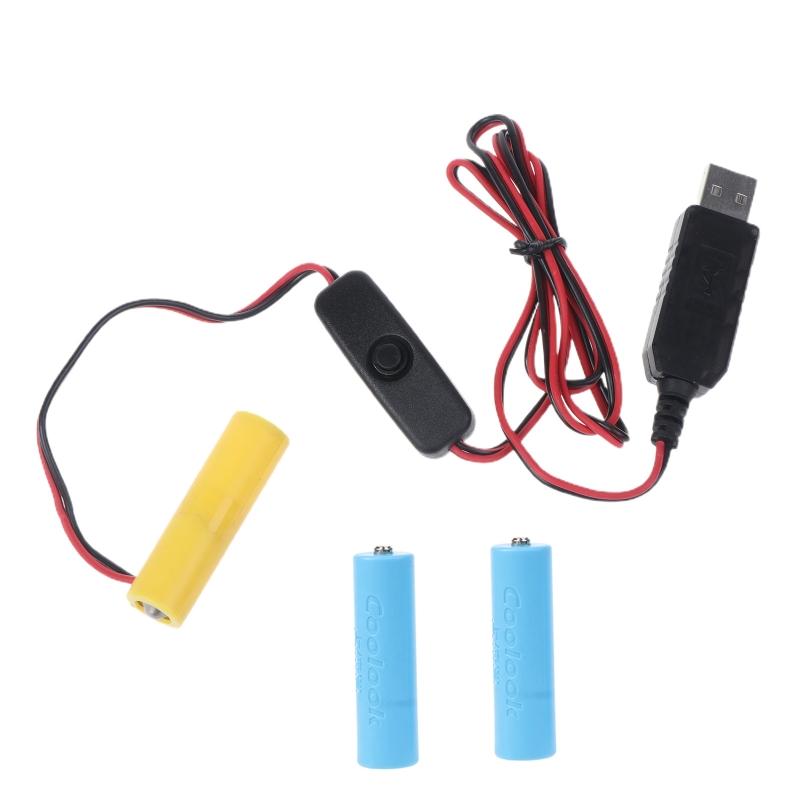 New 1.5V To 6V Universal AA/AAA Dummy Battery Adapter Detachable USB/Type C Battery Eliminator Cable With On/Off Switch Reusable