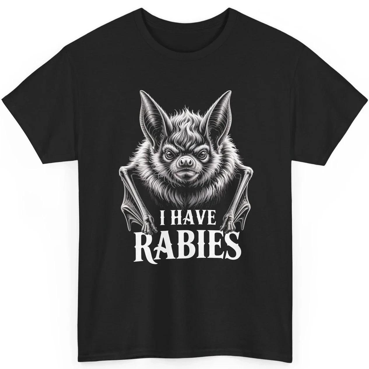 I Have Rabies Shirt Funny Sarcastic Bat Graphic Gothic Horror Halloween Gift Tee S