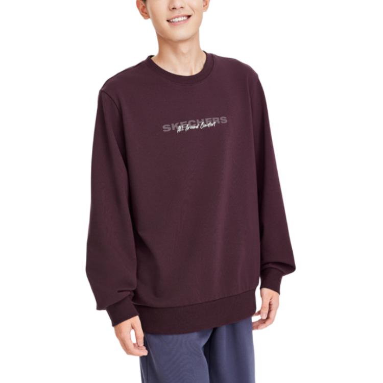 Skechers Sports Alliance Series Warm Crew Neck Pullover Sweatshirt Unisex sweatshirt Fig-Purple L424U101-04QS