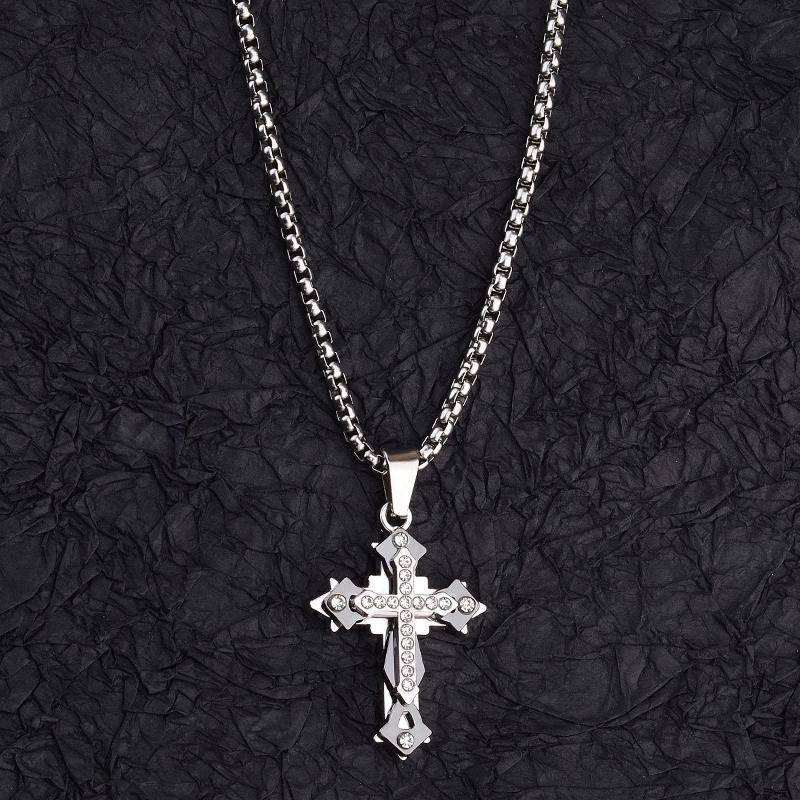High Quality Cross Titanium Steel Non Fading NecklaceDomineering and Trendy Gentle hip-hop Pendant ChainBrandNew Handsome Men Women