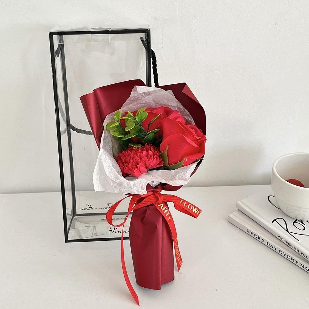 New No Fading 3 Heads Artificial Rose Bouquet Simulated with Packaging Box Simulated Flowers Wedding Gifts Valentine's Day
