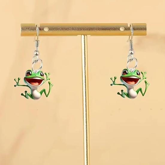 Frog Pendant Dangle Earrings 2D Acrylic Frog Pendant Earrings Cartoon