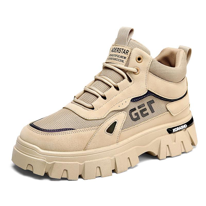 2025 Autumn and Winter Men's High-top Thick-soled Martin Boots Trendy Tooling Casual Short Boots Live Broadcast Non-slip Men's Boots Wear-resistan