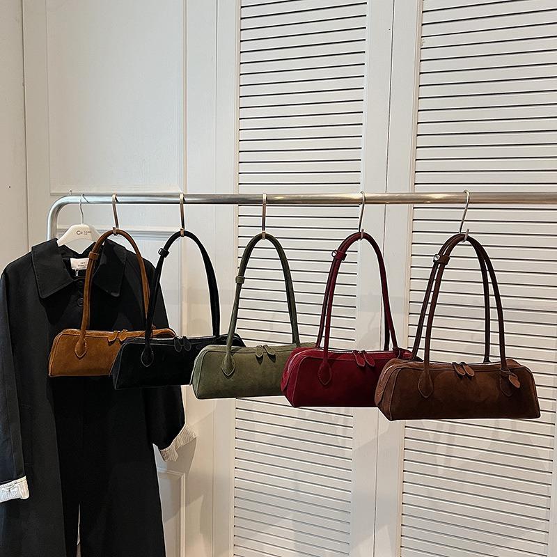 Retro baguette bag autumn and winter new simple suede pillow bag underarm bag women's shoulder bag