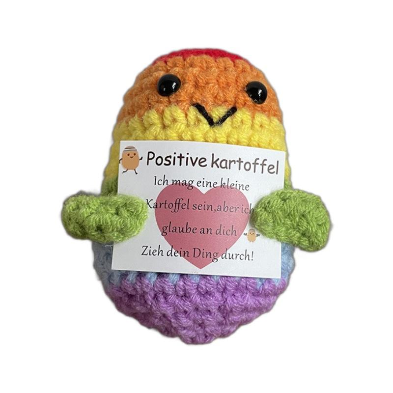 New Colorful Positive Energy Potatoes Doll With Card Home Room Decor Cute Handmade Knitted Potato Toy Dolls Christmas Gifts