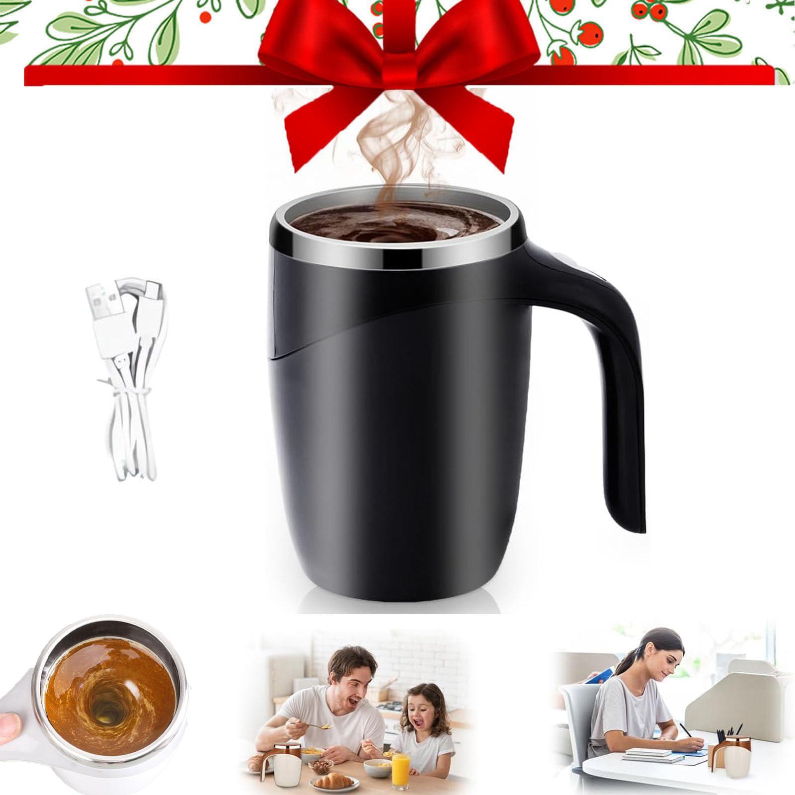 

Кофейная кружка с автоматическим перемешиванием, электрическая чашка для смешивания на 380 мл/13 унций, изолированные вращающиеся чашки из нержавеющей стали для протеинового шоколадного молока One Size чёрный