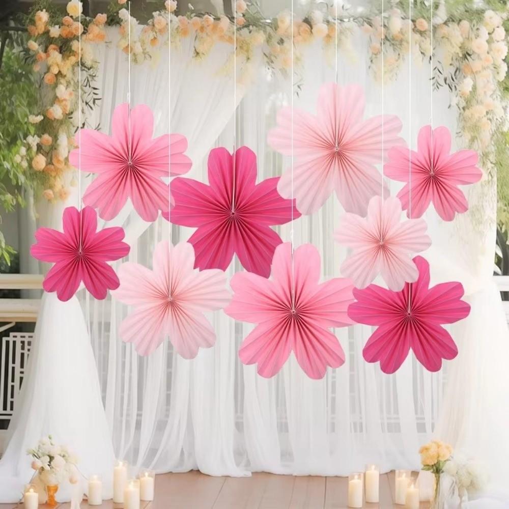 9Pcs/Set DIY Paper Fans Macaron Backdrops Decoration New Wall Hanging Banner  Classroom Background