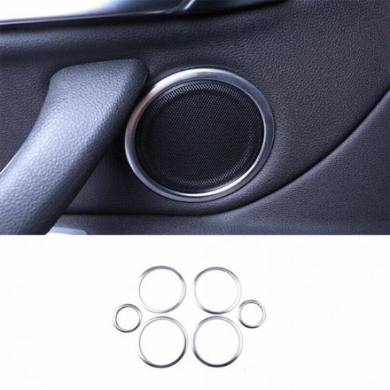 Fit For BMW X1 F48 2016- Silver Steel Inner Door Speaker Ring Cover Trim 6X