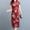 Lady Cheongsam Chinese Style Vintage Stand Collar High Split Summer Qipao for Stage Show