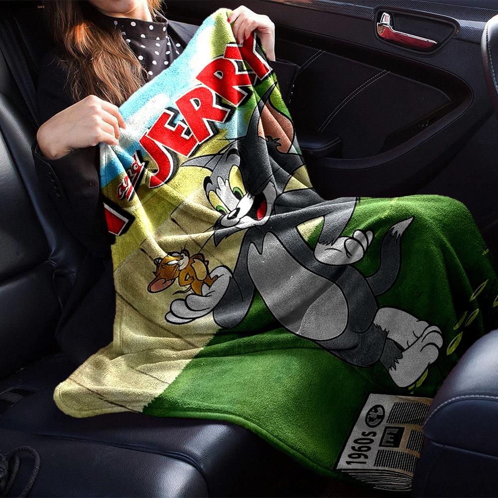 1pc Tom and Jerry Flannel Blanket Soft Warm Throw for Home, Office, Travel, All-Season Cozy Bedding Gift L1438