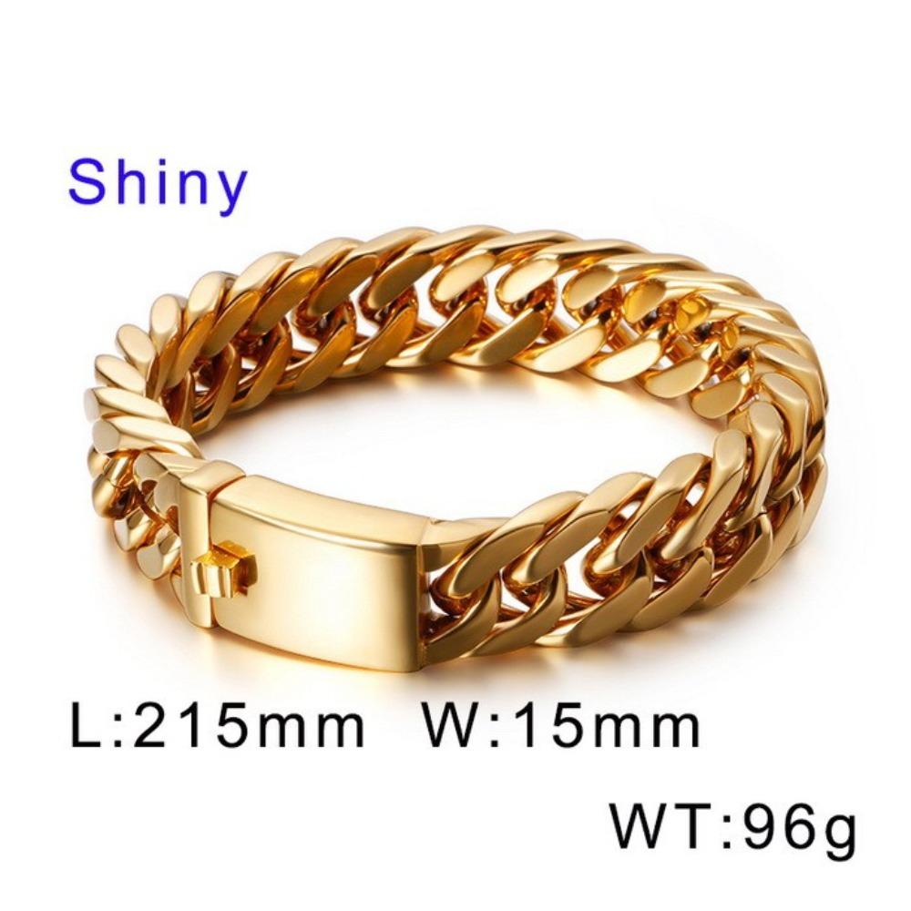 European and American Simple Electroplated Gold Four-sided Ground Titanium Steel Men's Bracelet