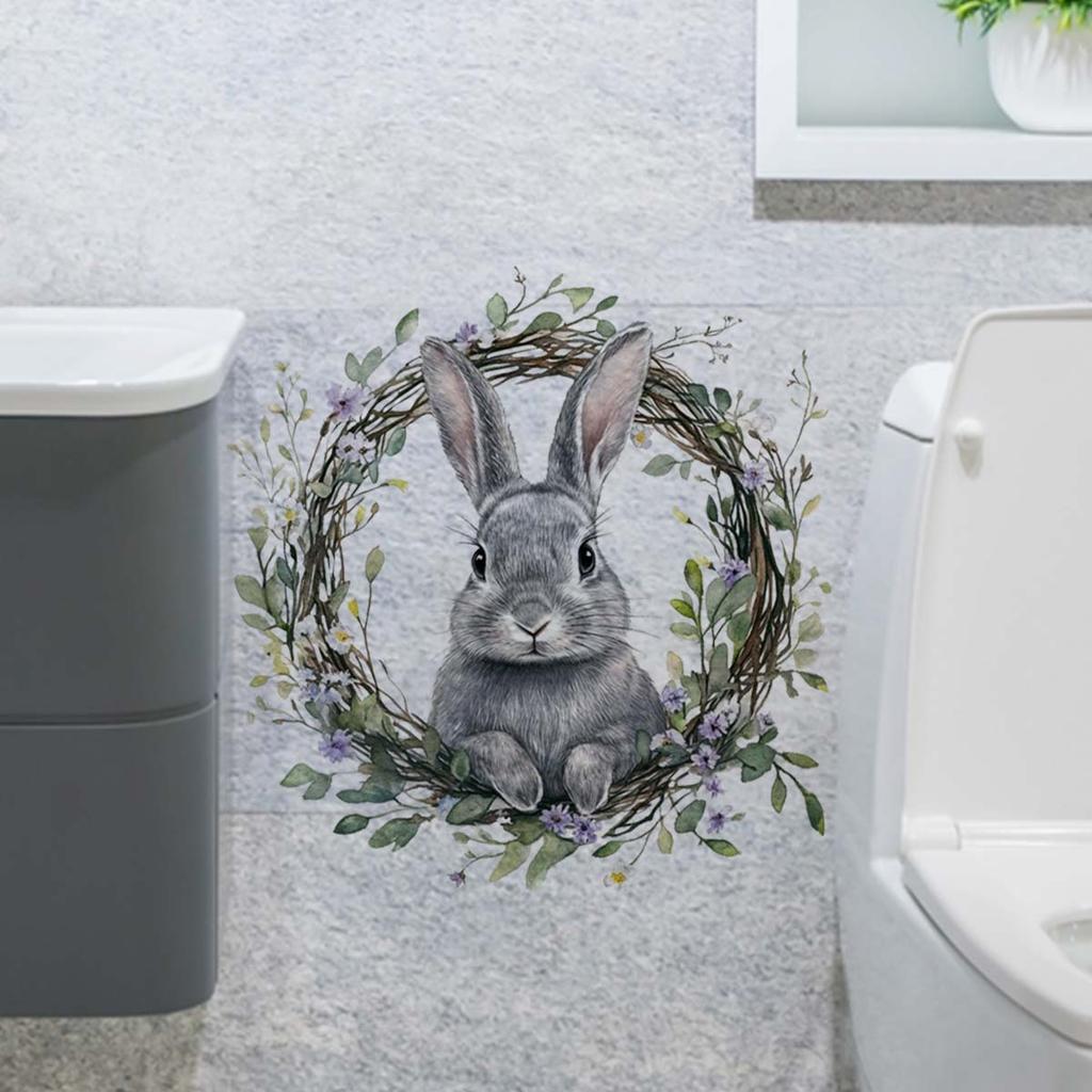 Easter Wall Stickers, Creative Gentleman Bunny Decor, Self-Adhesive Wall Art for Bedroom Living Room Holiday Background Decoration