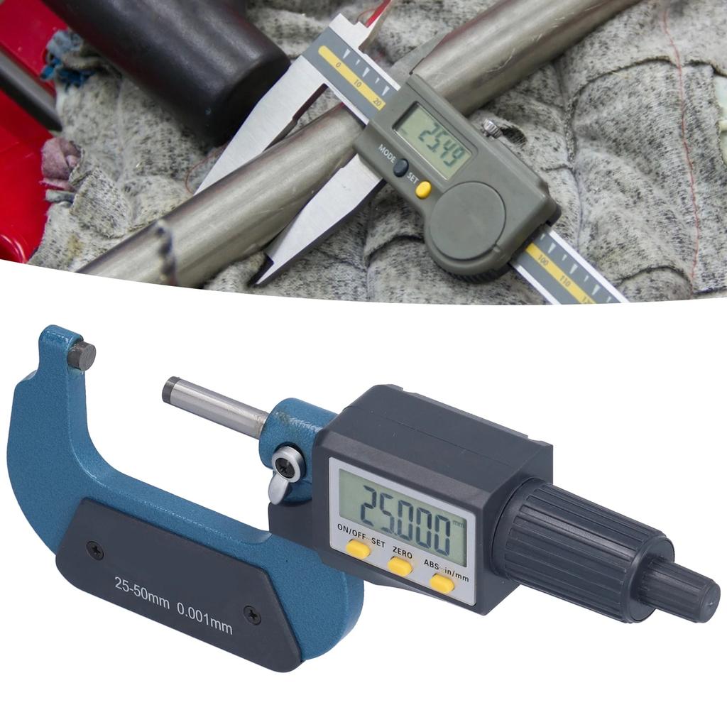 25‑50mm Micrometer Digital Micrometer 0.00005in/0.001mm Resolution Professional Thickness Measuring Tools 25‑50mm