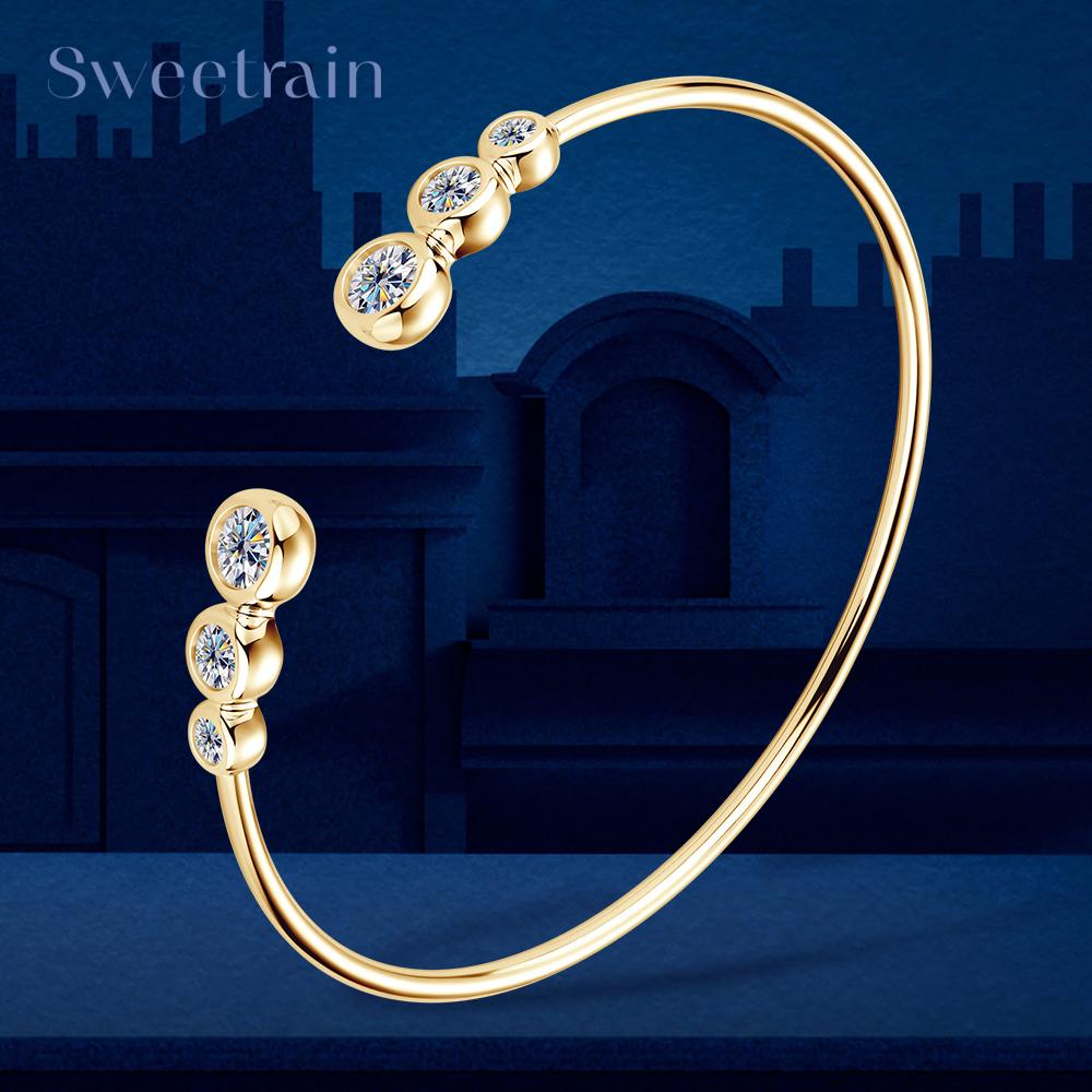Sweetrain Bubble Moissanite Bracelet For Women 925 Silver 5MM Diamond Opening Bracelet Fine Jewelry With 17.3cm