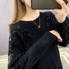 Sweater Women 2025 New Fashion Short Embroidered Pullover Lace Knitwear Thin Loose Openwork Trending Sweater Autumn and Winter