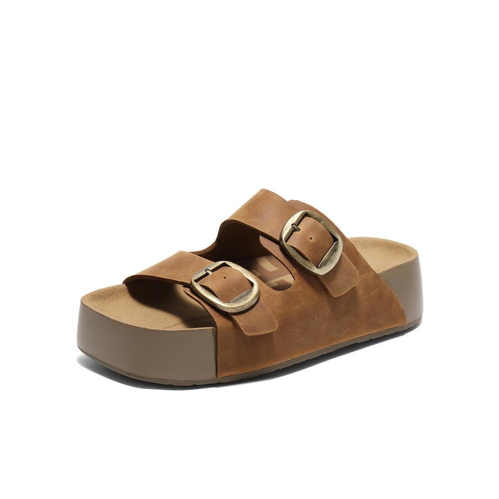 Platform slippers women's new double buckle with versatile beach cool slippers