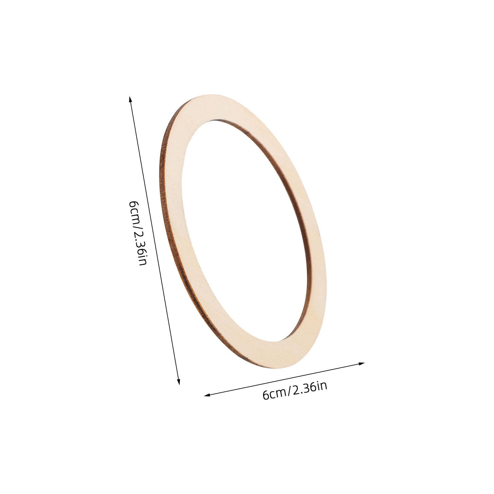 

50Pcs Unfinished Wooden Round Rings Wood Circles DIY Craft Supplies for Macrame Handmade Decoration Art Wooden Ring