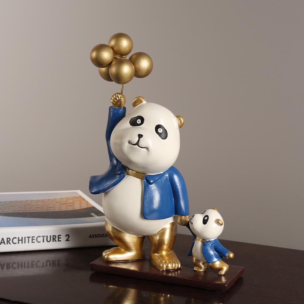 Modern Light Luxury Panda Ornament: Cute Parent-Child Decorative Item for Living Room or Study