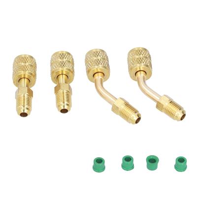4 szt. Głowica konwersyjna 1/4SAE na 5/16SAE Adapter do napełniania czynnikiem chłodniczym do R410 Reduktor Narzędzia fluorowe
