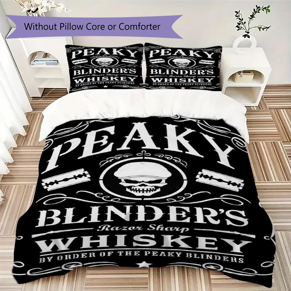 Peaky Blinders Pattern Bedding,Quilt Set Quilt Cover Pillowcase Home Birthday Gift(1 * Duvet Cover + 2 * Pillowcase, Without Core)_lx