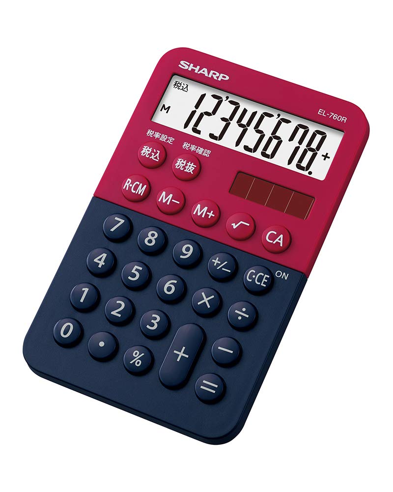 Sharp Color Design Calculator, 8-Digit Display, Red, EL-760R-RX