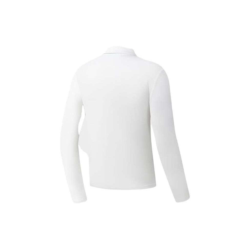 FILA Golf Series Solid Color Logo Pullover Long Sleeve Polo Shirt Men tops Jade-White A11M315204F-WT