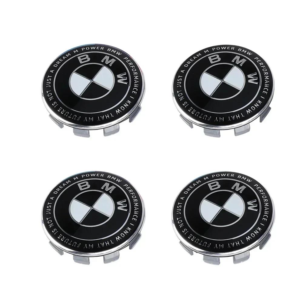 4 Stück 68mm Auto-Radnabendeckel-Logo ist geeignet für BMW 1 3 4 5 6 7 Serie M1x3 X6 X7 E36 E39 E46 E60 E90 Zubehör.